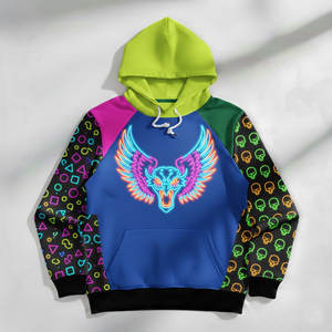 Sweat à capuche unisexe Cyber Tech pour l'hiver, imprimé néon, graphismes de circuits électroniques, haute performance, sublimé, 100% coton - Product Image 5