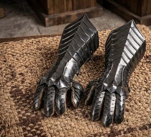 Guantes de Caballero Medieval de Acero, Recubiertos de Níquel Negro, Armadura para Brazos, Estilo Antiguo, Técnica de Fundición, Guantes de Protección - Product Image 2