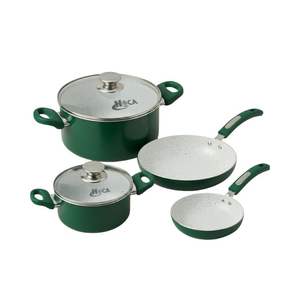 Juego de Utensilios de Cocina de Cerámica Antiadherente con Tapas de Vidrio para Todas las Estufas, Construcción de Aluminio, Apto para Lavavajillas, Ecológico, Estilo Americano - Product Image 6