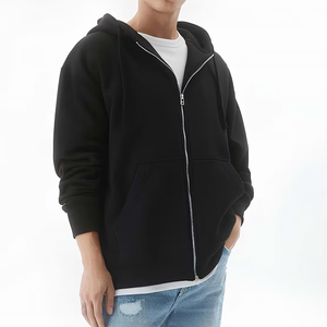 Sweat-shirt à capuche zippé en molleton surdimensionné pour homme, personnalisé, style streetwear - Product Image 2