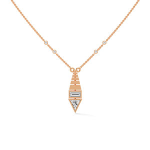 Collier pendentif en or rose avec diamant, serti d'une pierre solitaire de laboratoire, pour femme moderne, idéal comme cadeau - Product Image 1