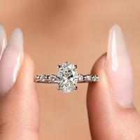 Bague personnalisée en or massif 14K 18K avec diamant ovale de laboratoire certifié IGI CVD HPHT, bijoux fins pour femmes et hommes