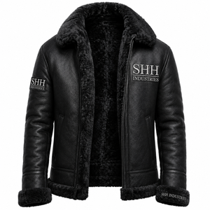 Custom <b>Men</b> Sherpa Lined Leather <b>Jacket</b> Winter Faux Fur Aviator Coat <b>Warm</b> Biker <b>Jacket</b> Embroidered Logo OEM Wholesale Manufacture - Product Image 1