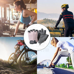 Gants de cyclisme en cuir confortables à demi-doigts avec sangle de poignet réglable, antidérapants et antichocs pour le vélo et l'usage quotidien - Product Image 5
