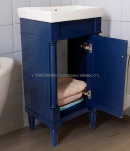 Petite vanité de salle de bain classique en bois dur avec évier ensemble de meuble de salle de bain 17 pouces vanité de salle de bain d'hôtel - Product Image 5
