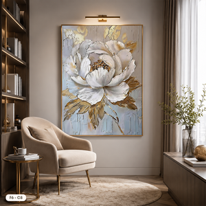 Modern Hand Painted Floral <b>Canvas</b> Wall Art Original Framed Flower Oil Painting Picture Decor for Living Room Hotel F6-C8 Model - Product Image 4