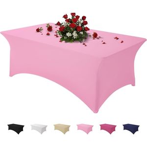Tovaglia Rettangolare in Spandex Rosa 4FT, Lavabile, Antipiega, Elasticizzata, Adatta per Copritavoli - Product Image 1