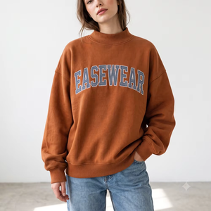 Sweat-shirt en molleton oversize pour femme, col montant, confort premium, tissu brossé, broderie personnalisée, tie-dye sur le devant, vêtements streetwear - Product Image 1