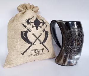 Chope à bière rustique en corne de buffle naturelle, faite à la main, style Viking, pour commandes en gros - Product Image 3