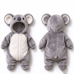 Combinaison koala en peluche unique pour bébé, barboteuse koala, tenue bébé en peluche, combinaison à capuche koala, costume animal pour nouveau-né - Product Image 1