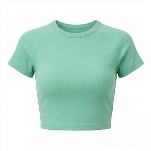 เสื้อยืดคอตตอนทรงบ็อกซี่พิมพ์โลโก้ตามสั่งสำหรับผู้หญิง เสื้อครอปแขนสั้น เสื้อยืดผู้หญิง เสื้อผ้ากีฬาแฟชั่น เสื้อยืดออกกำลังกาย - Product Image 1