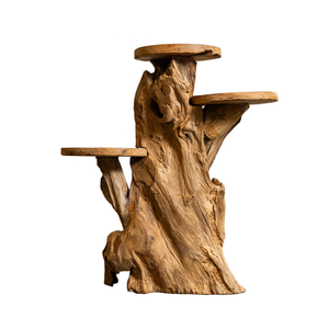 Support de présentation en racine de teck biologique de luxe, artisanal, en bois massif, pour intérieur/extérieur, décoration de la maison pour Diwali - Product Image 1
