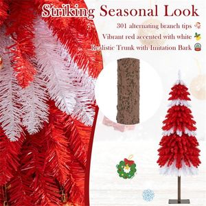 Albero di Natale Realistico da 1,5 m per Strawberry Shortcake, 301 Rami, 100 LED Bianco Caldo, Personalizzato Rosso+Bianco+Marrone in PVC/Metallo - Product Image 4