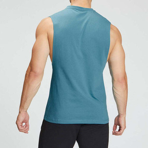 เสื้อกล้ามคอกลมผู้ชาย สีพื้น ผ้าฝ้าย 100% ระบายอากาศได้ดี ผ้าถัก  รับสกรีนโลโก้ สำหรับออกกำลังกายและเพาะกาย - Product Image 2