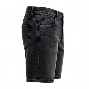 Shorts Bermuda Classiques Décontractés pour Hommes en Tissu Peigné Noir, Taille Mi-Haute Élastique, Motif Uni, avec Poches - Product Image 5