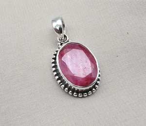 Pendentif rubis en argent sterling 925, bijoux en pierres précieuses naturelles pour femmes, fabricant en gros, OEM - Product Image 1