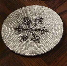 Handmade Durable Modern Beaded Round Embroidered <b>Coaster</b> <b>Drink</b> Mats & Pads Holiday Table Decor - Product Image 2
