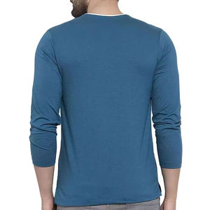 T-shirt à manches longues pour homme, en polyester/coton de haute qualité, col rond, logo personnalisé, vente en gros - Product Image 4