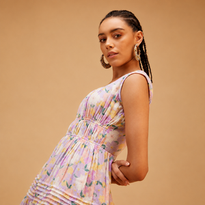 Robe lilas haut de gamme pour femme – Robe en tissu tissé doublée de coton doux pour le quotidien, les vacances et les sorties décontractées - Product Image 3