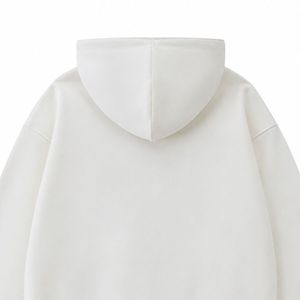Sweat-shirt à capuche blanc épais à fermeture éclair intégrale en molleton de coton premium, imprimé personnalisé, coupe oversize, unisexe, style streetwear - Product Image 4