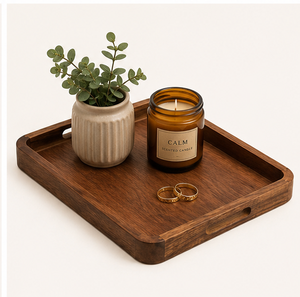Premium Handcrafted Wood Rectangular Serving <b>Tray</b> With Cutout Handles For Kitchen Coffee Table And <b>Breakfast</b> Eco-Friendly - Product Image 4