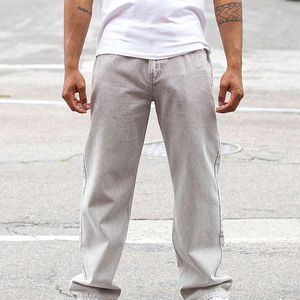 Nuevos Jeans de Mezclilla Premium para Hombre, Color Gris Claro, Corte Recto, Ajuste Holgado, Cintura Media, Lavado Arena, Pantalones Casuales de Algodón, Estilo Primavera - Product Image 6