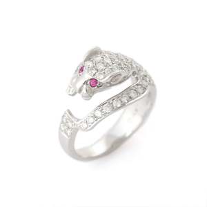 18K White <b>Gold</b> Plated Zircon Panther <b>Ring</b> <b>Set</b> - Product Image 1