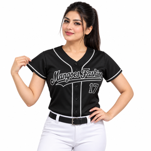 Unisex Baseball Jersey Button <b>Down</b> Custom Name Number Logo Printed V-neck Lightweight Breathable Short Sleeve Softball Shirt - Product Image 2