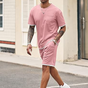 Conjunto de 2 Piezas para Hombre, Camiseta de Algodón y Pantalones Cortos Cargo, Ropa Casual de Verano, Fabricante, OEM, ODM, Suministro al por Mayor - Product Image 2