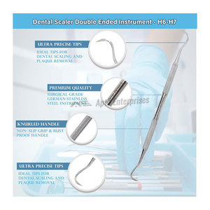 เครื่องมือขูดหินปูนแบบสองด้าน H6/H7 สำหรับฟันหน้าและฟันหลัง ทำจากสแตนเลส ใช้สำหรับทำความสะอาดช่องปาก - Product Image 2