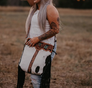 Handcrafted Real Tooled Fur Leather Tote Bag Stylish <b>Women</b> Colorful Tooling Leather Tote Bag Handmade Tooling Carving Tote Bag - Product Image 3