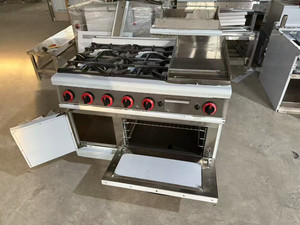Estufa de <span class=keywords><strong>Gas</strong></span> de Acero Inoxidable de 4 Quemadores, la Más Popular, con Plancha y Horno, Independiente, para Cocina Comercial - Product Image 6
