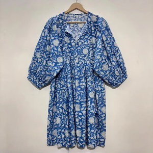 Vestido Midi Informal para Mujer, para Uso Diario, Todas las Temporadas, Tejido 100% Algodón, Liso, Manga Corta, Cintura Imperio, Estilo Babydoll, Cuello en V, Talla Grande - Product Image 5