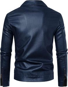 Chaqueta de Cuero Genuino Unisex, Chaqueta de Motero de Piel de Oveja para Hombre, con Cierre y Bolsillos, Abrigo de Cuero Cálido para Invierno, Personalizable - Product Image 2