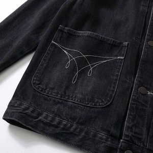 Vente en gros Nouvelle mode 2026 Veste en jean décontractée noire unie en coton délavé pour hommes Vestes en jean personnalisées pour hommes - Product Image 6