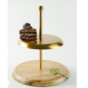 Nouveautés pour occasions spéciales - Support à gâteau simple en bois d'acacia avec plateau en marbre pour la décoration de gâteaux, supports pour les célébrations d'anniversaire - Product Image 5