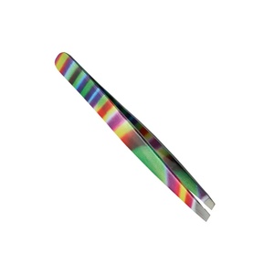 Pince à épiler pour sourcils Ryzer Studio en acier inoxydable, pointe fine, inclinée, élégante, durable, légère, couleur arc-en-ciel - Product Image 6