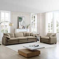 Ensemble de salon moderne du milieu du siècle, comprenant un canapé 3 places et un fauteuil simple, avec 2 accoudoirs et 4 coussins décoratifs, 2 pièces
