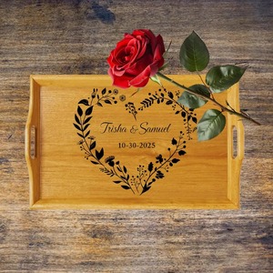Plateau de service en bois naturel pour servir les aliments, la décoration de la maison et l'utilisation en cuisine, disponible à un prix raisonnable - Product Image 1
