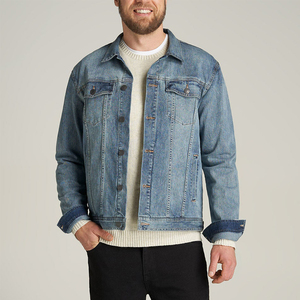 Plain <b>Blank</b> Bulk Quantity Men Denim Jackets New Trendy Design Turn Down Collar Men Casual Denim Jackets - Product Image 1