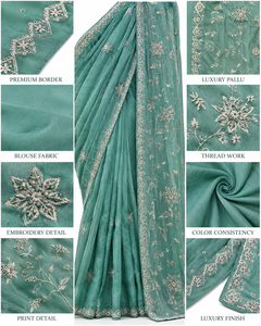 Sari de Seda Moonga Morado de CHOHAN TEXTILE, Largo hasta el Suelo, Sin Arrugas, de Secado Rápido, con Protección Solar, Borde Dorado Zari, Estilo Vintage para Bodas y Fiestas - Product Image 6