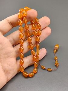 Rosario Musulmán de Resina Hecho a Mano, Ecológico, con Cuentas de Ámbar y Turquesa, Joyería Religiosa - Product Image 3