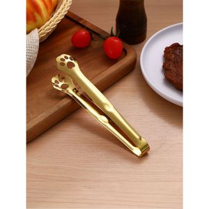 Pinzas de cocina de acero inoxidable doradas de lujo al por mayor, diseño de pata de gato, pinzas para servir ensaladas y barbacoa, pinzas resistentes para alimentos, para cocinar - Product Image 1