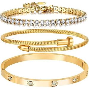 Set di Bracciali Rigidi Placcati in Oro 18K, Bracciale Flessibile Largo per Gioielli da Donna alla Moda - Product Image 1