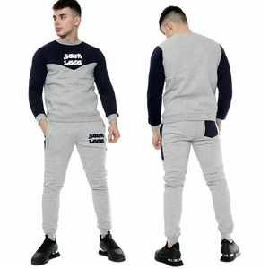 Ensemble de survêtement homme personnalisé avec logo, coupe classique, en molleton de coton épais, sweat-shirt et pantalon de jogging, deux pièces, grandes tailles - Product Image 1