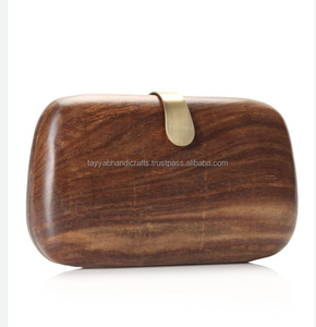 Bolso de mano de madera hecho a mano para mujer, forro de algodón decorado con perlas, moda Vintage informal - Product Image 4