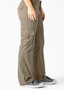 Pantalon cargo décontracté à taille haute en toile 100 % coton, broderie unie, jambe large, séchage rapide, pour femme, collection automne - Product Image 4