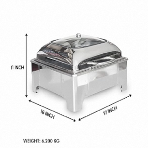 Recipientes para calentar comida (chafing dishes) de 9L con tapa transparente, en varios tamaños, color dorado, para buffet, catering, hoteles y restaurantes. - Product Image 1