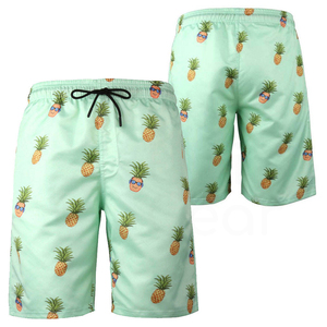 Shorts de Baño para Hombre, Color Verde Menta, Estampado de Piña, Secado Rápido, con Cierre de Cordón, Estilo Casual - Product Image 4