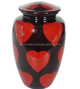 Urnes funéraires en métal à thème cœur rouge très demandées, tendance, vase de table, design moderne - Product Image 1